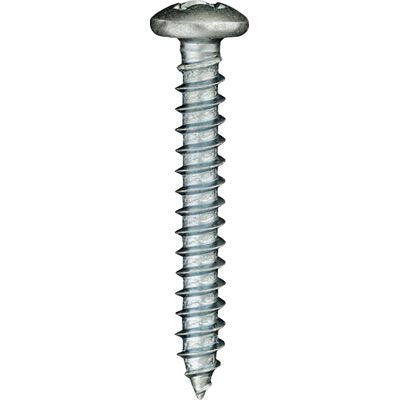 Auveco No 3076 6 X 1 Phillips Pan Head Tapping Screw Zinc, Quantity 100