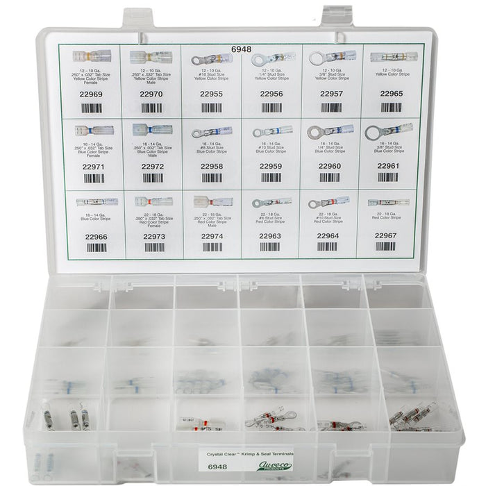 Auveco # 6948 Crystal Clear Krimp & Seal Terminals Quik-Select II. Assortment. Qty 1.