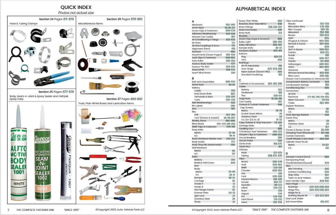 Auveco Current 2023 Complete Catalog Of Automotive Body Hardware 979 Pages. Qty 1.