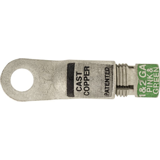 Auveco No 15619 Compression Copper Lug 3/8 Hole Size Green, Quantity 2