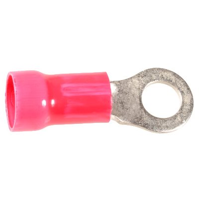 Auveco No 17042 Vinyl Insulated Ring Terminal 8 Gauge 1/4 Stud Red, Quantity 25