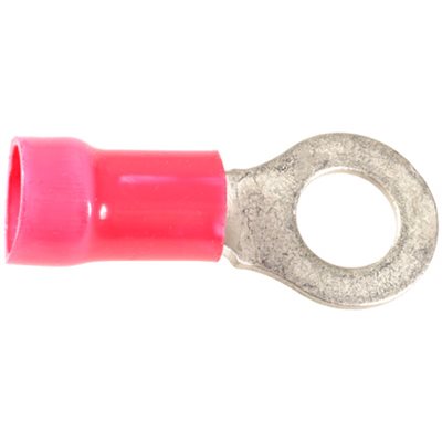 Auveco No 17043 Vinyl Insulated Ring Terminal 8 Gauge 5/16 Stud Red, Quantity 25