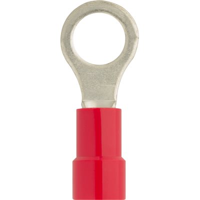 Auveco No 17044 Vinyl Insulated Ring Terminal 8 Gauge 3/8 Stud Red, Quantity 25