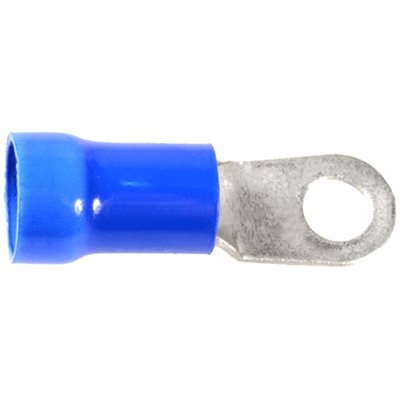 Auveco No 17046 Vinyl Insulated Ring Terminal 6 Gauge 1/4 Stud Blue, Quantity 15