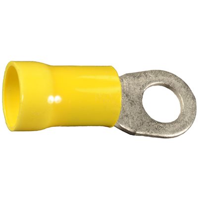 Auveco No 17052 Vinyl Insulated Ring Terminal 4 Gauge 3/8 Stud Yellow, Quantity 10