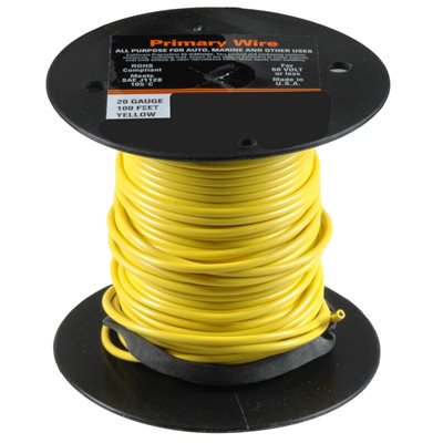 Auveco No 21344 Primary Wire 20 Gauge Yellow, Quantity 1