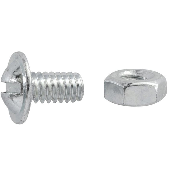 Auveco Item 23502 Slotted Round Washer Head License Plate Screw W/Hex Nut 1/4-20 X 1/2. Quantity 100