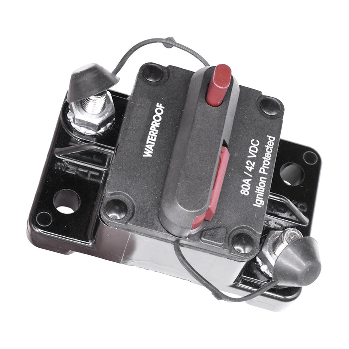 Auveco # 25531 RV-Marine Waterproof Circuit Breaker 80A 42VDC. Qty 1.