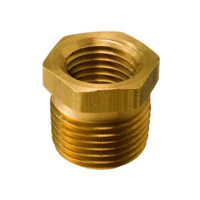 Auveco No 304 Brass Bushing 1/2 External Thread 3/8 Internal Thread, Quantity 5
