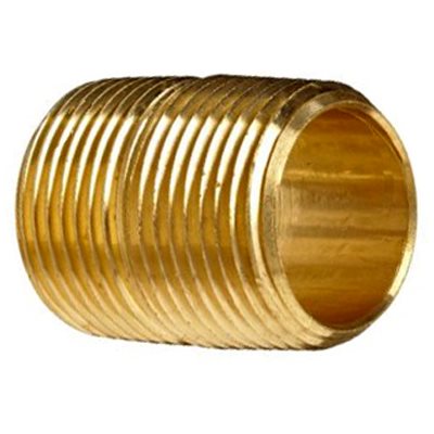 Auveco No 307 Brass Close Nipple 1 Length 3/8 Thread, Quantity 5