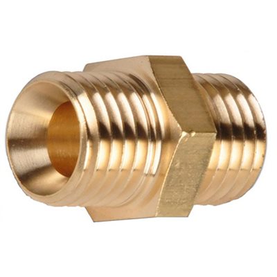 Auveco No 321 Brass Hex Nipple 3/8 Thread A 1/4 Thread B, Quantity 5