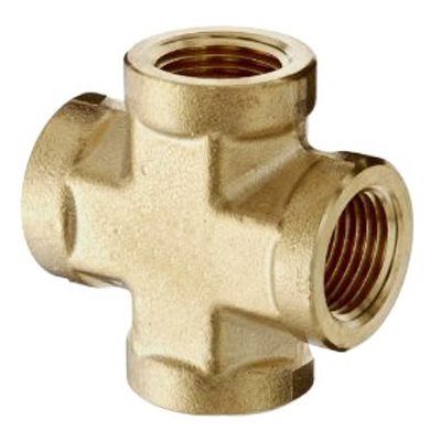 Auveco No 353 Brass Cross 1/8 Pipe Thread, Quantity 5