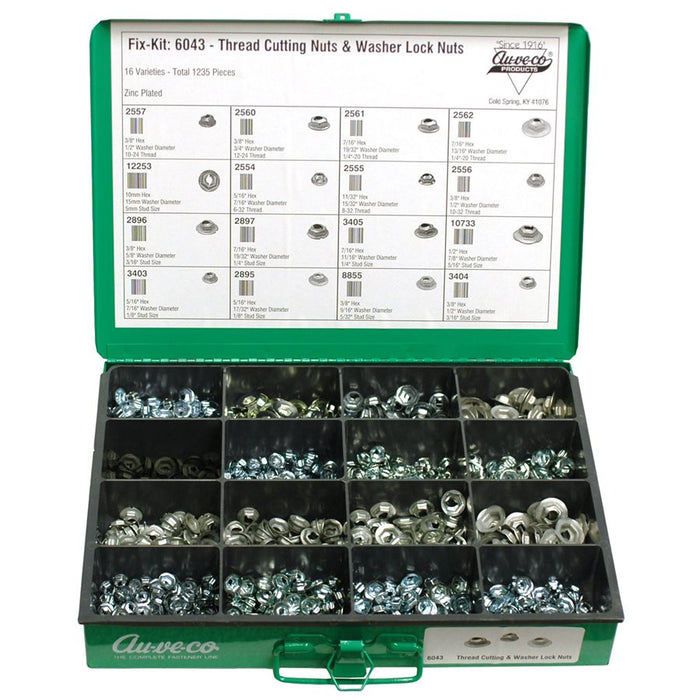 Auveco No 6043 Washer Type Thread Cutting Nuts 1545 Pieces, Quantity 1 KIT