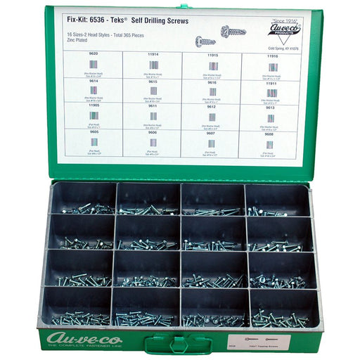 Auveco No 6536 Pan & Hex Head Teks Tapping Screw Kit, Quantity 1 KIT