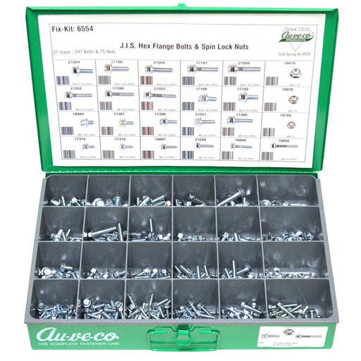 Auveco No 6554 JIS Flange Bolts And Spin Lock Nuts, Quantity 1 KIT