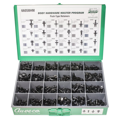 Auveco No 6605BHM BHM Assortment Push-Type Retainers, Quantity 1 ASST