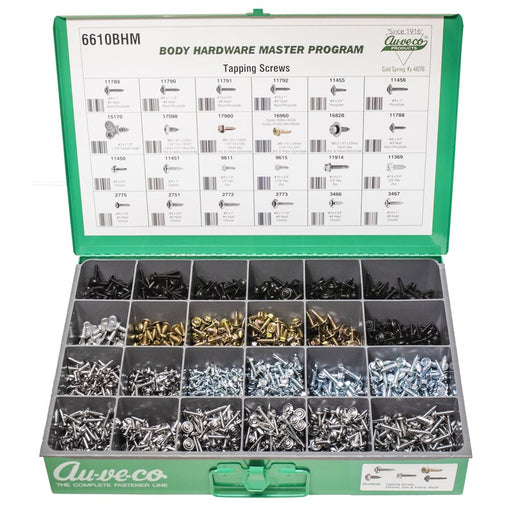 Auveco No 6610BHM BHM Assortment Chrome & Black SEMS & Hex Washer Head Tapping Screws, Quantity 1 ASST