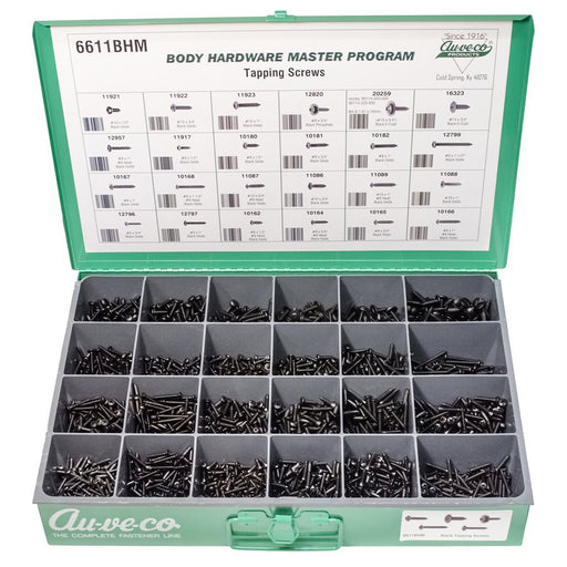 Auveco No 6611BHM BHM Assortment Black Oval & Pan Head And Specialty Tapping Screws, Quantity 1 ASST