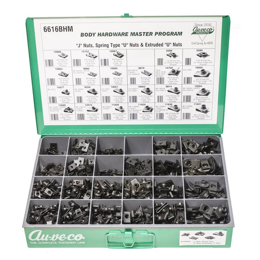 Auveco No 6616BHM BHM Assortment j Nuts Spring Type U-Nuts & Extruded U-Nuts, Quantity 1 ASST