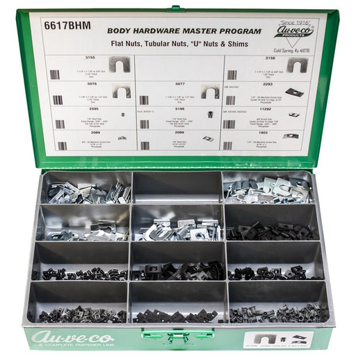 Auveco No 6617BHM BHM Assortment Flat Nuts U-Nuts Tubular Nuts & Shims, Quantity 1 ASST