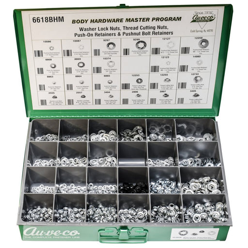 Auveco No 6618BHM BHM Assortment Thread Cutting Nuts And Push-On & Pushnut Bolt Ret, Quantity 1 ASST