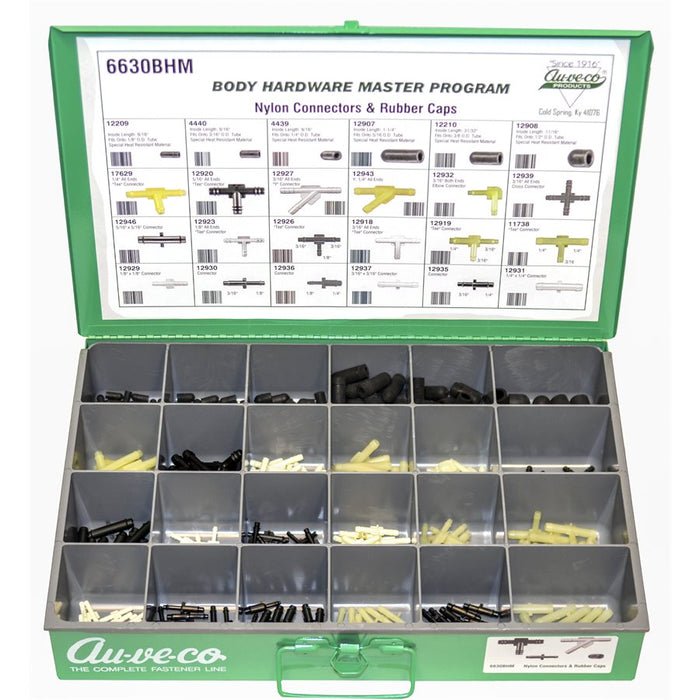 Auveco No 6630BHM BHM Nylon Connectors And Rubber Caps, Quantity 1 ASST