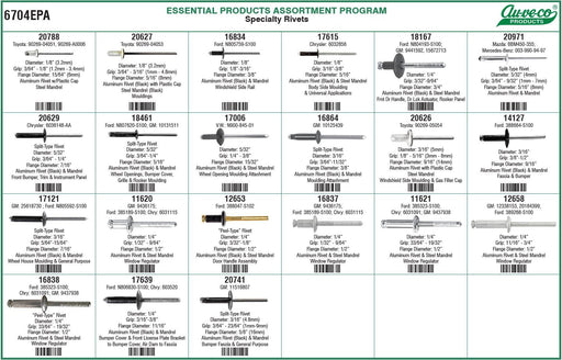 Auveco 6704EPA Specialty Rivet Assortment. Qty 1.