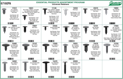 Auveco 6716EPA Universal Retainers Assortment. Qty 1.
