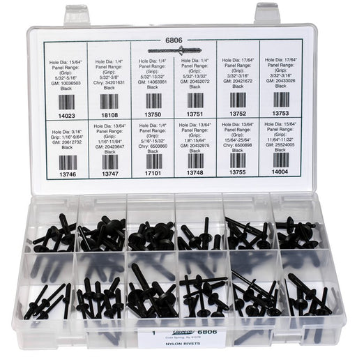 Auveco No 6806 Nylon Rivet Quik-Select Kit, Quantity 1 KIT