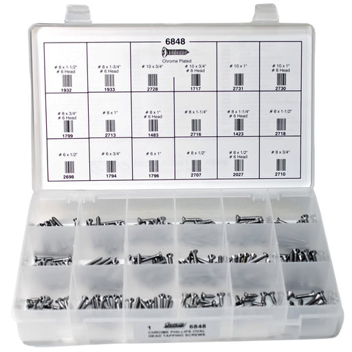 Auveco No 6848 Phillips Oval Head Tapping Screw Chrome Quik-Select, Quantity 1 KIT