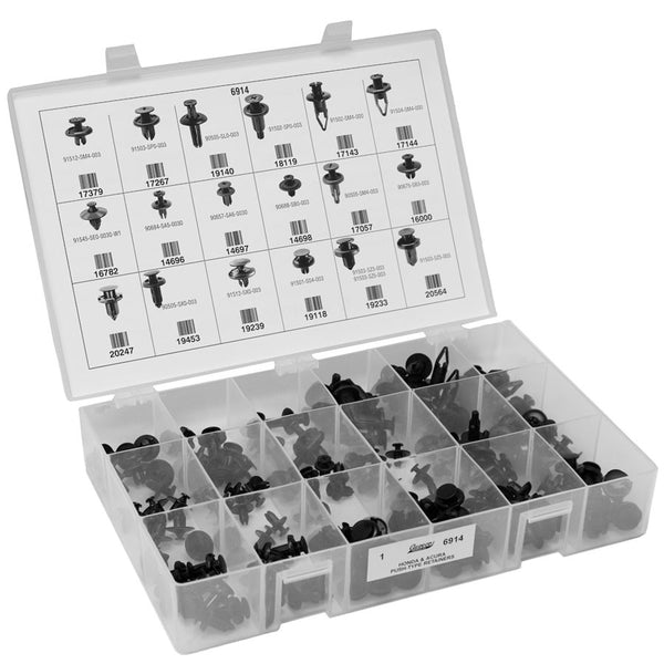 Auveco No. 6914 Honda & Acura Push-Type Retainers Quik-Select II Kit, Quantity - 1 KIT
