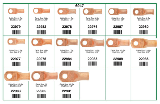Auveco 6947 Copper Battery Lug Quik-Select II Assortment Qty 1 